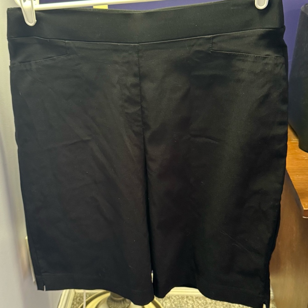 DKNY Black Bermuda Shorts with Structured Design